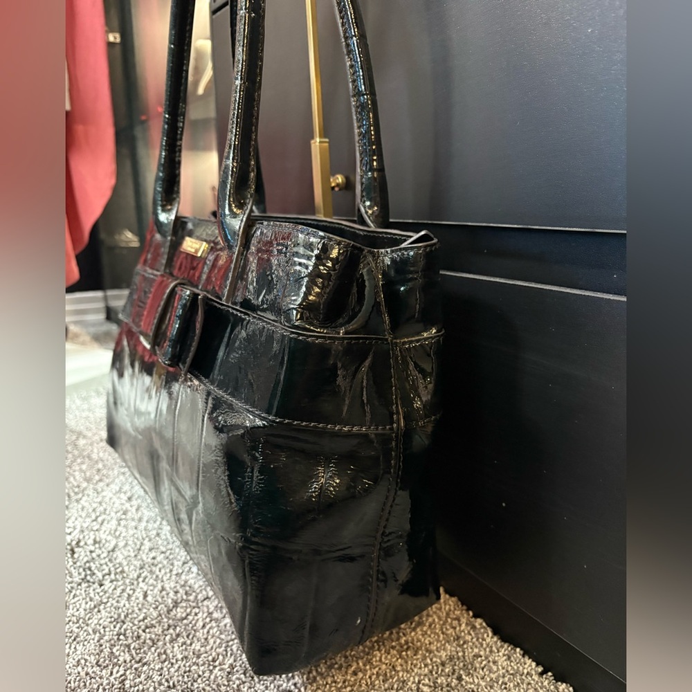 Kate Spade Black Crocodile Embossed Patent Leather Satchel - Picture 7 of 12